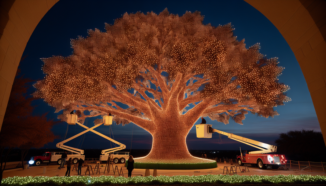 How to Decorate a Giant Tree with Lights