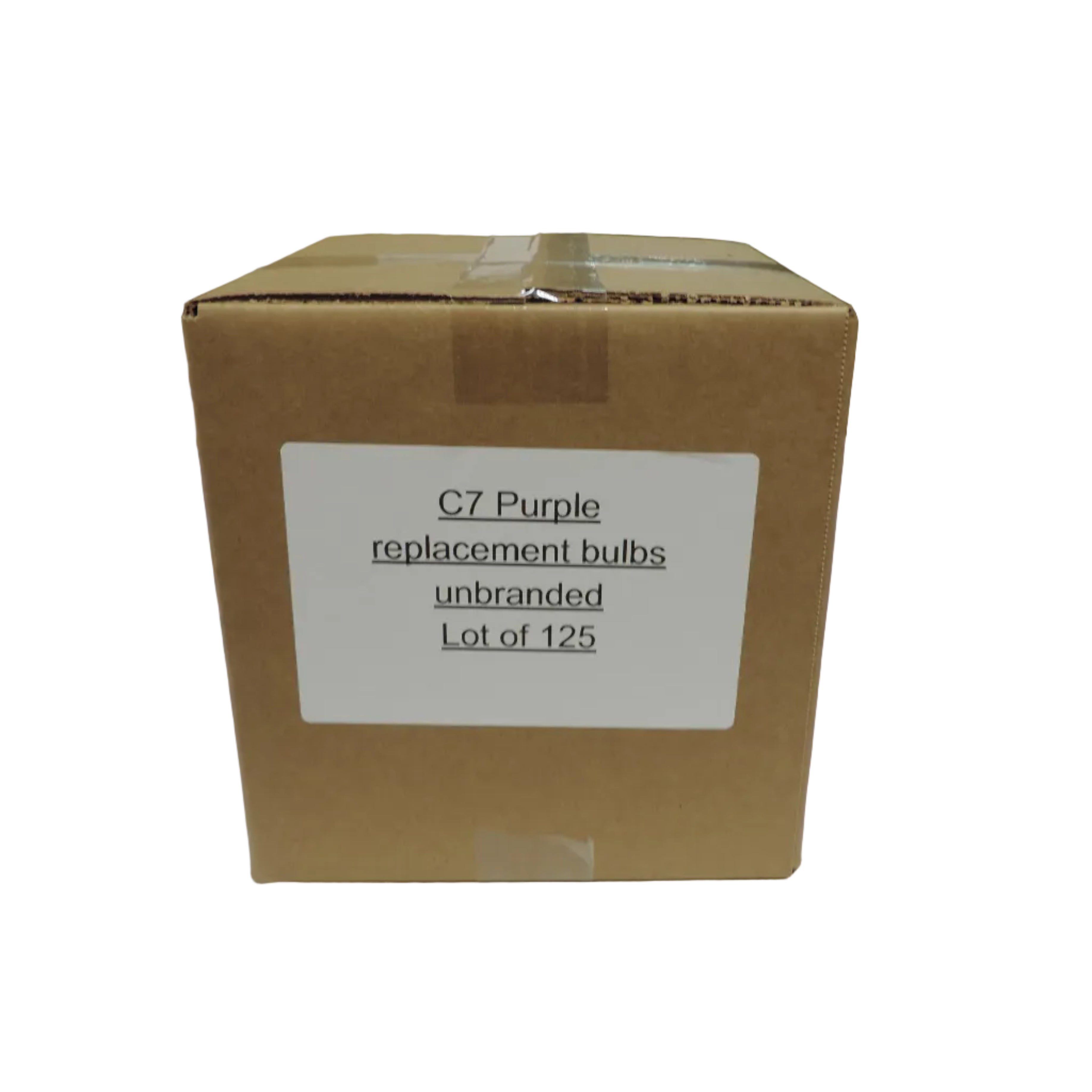 C7 Purple Replacement Bulbs, Lot of 125, Reboxed- FINAL SALE