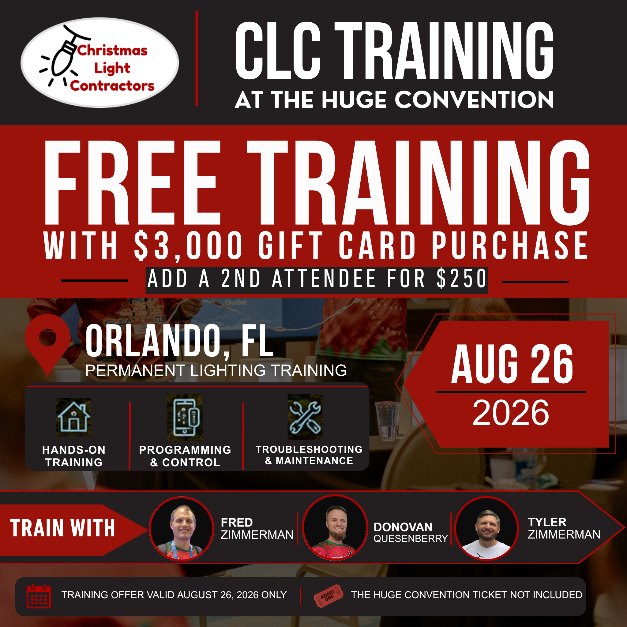 $3000 Gift Card +FREE CLC Pre-Event Permanent Lighting Training at The Huge 2026